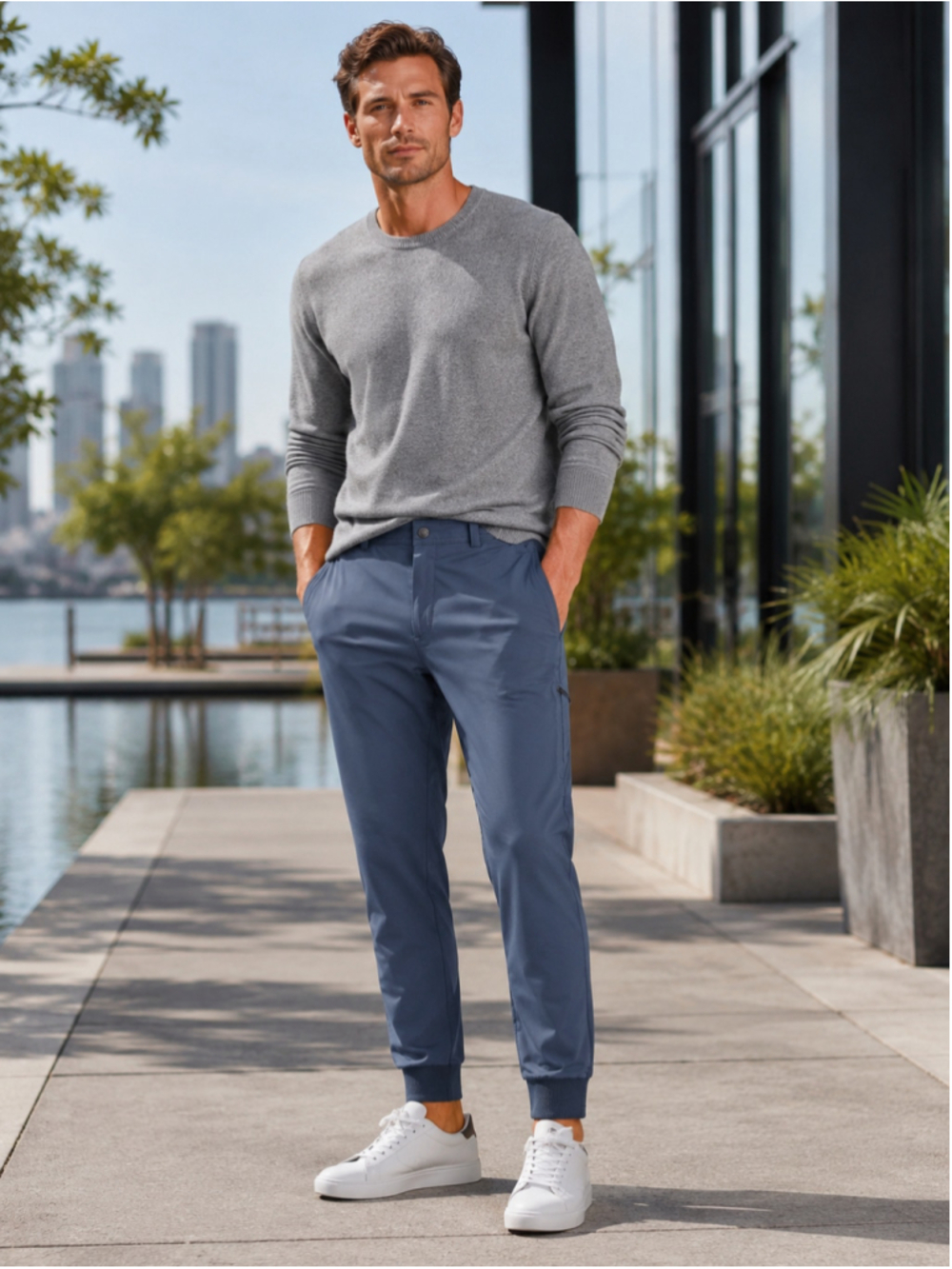 Mack Weldon Jogger Men M Radius Flex Stretch Zip Pockets Techwear Gorpcore Blue